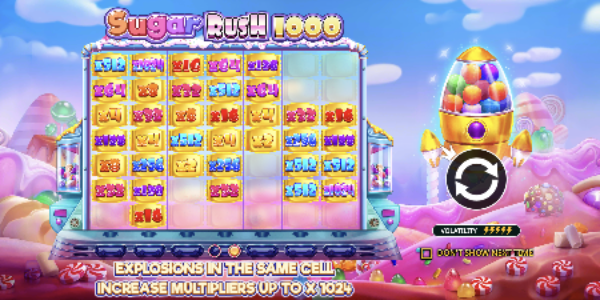 Sugar Rush 1000 free demo mode screenshot with ZAR balance