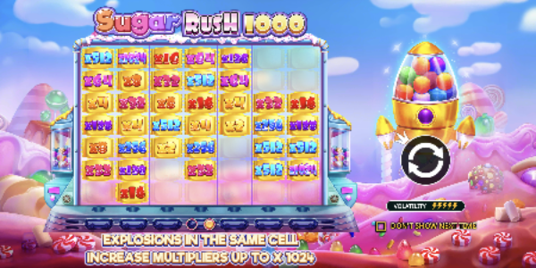Sugar Rush 1000 screenshot highlighting stacked multipliers during a round